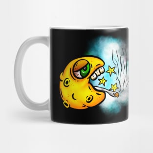 Toker Stoned Celestial Moon Lowbrow Cartoon Sticker Mug